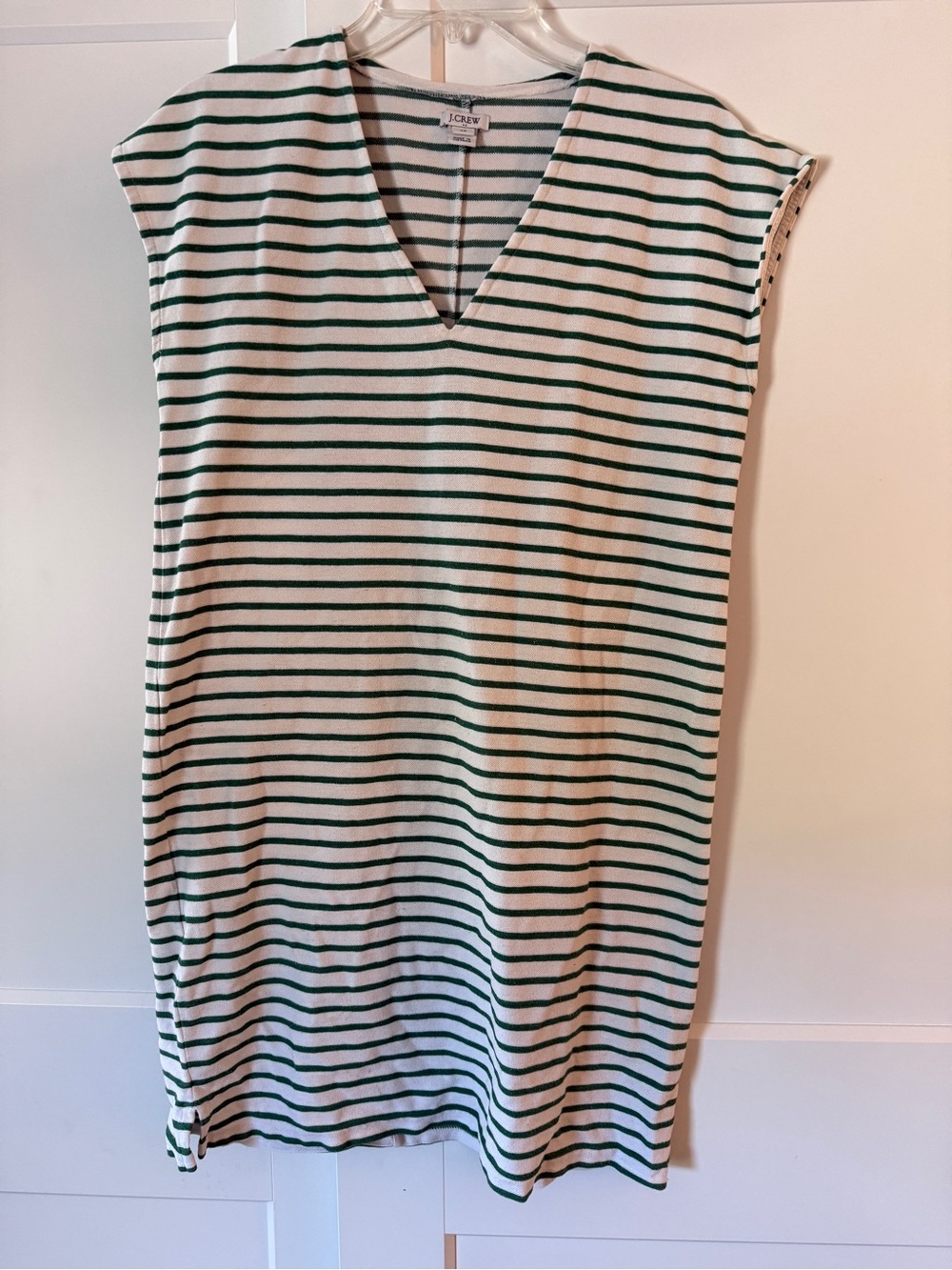 J.Crew green & white v-neck dolman sleeve striped dress Sz XS Preppy Nautical